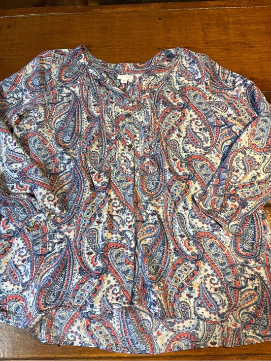 J. Jill Tops - J. Jill Paisley Button-Front Blouse in Blue and Red